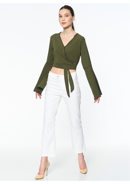 Z6226 Dewberry Bayan Bluz-Düz Haki fiyatları