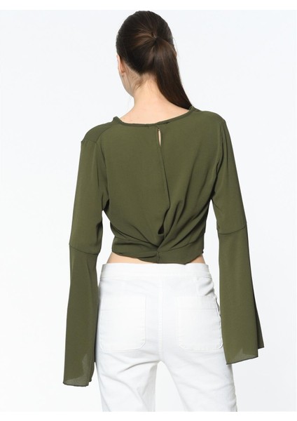 Z6226 Dewberry Bayan Bluz-Düz Haki modelleri