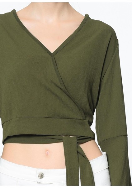 Z6226 Dewberry Bayan Bluz-Düz Haki indirimleri