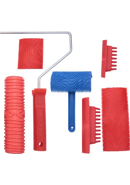 Ahşap Tahıl Alet Seti, 6 Adet 7 Inç Tahıl Boyama Aracı Ahşap Doku Boya Rulo Ahşap Desen Araçları Duvar Odası Sanat Için (Yurt Dışından)