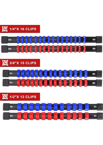 Abs Sürücü Soket Tutucu, 1/4 Inç Sürücü x 96 Klips, 3/8 Inç Sürücü x 90 Klips, 1/2 Inç Sürücü x 72 Klips, 6 Parça Set (Yurt Dışından) indirimleri