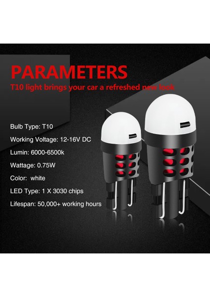 Adet T10 W5W 194 168 3030 1smd 6500K Kuyruk Ampul Araba LED Boşluk Lambası Kapı Işıkları Lisans Kubbe Işık 12V Beyaz (Yurt Dışından)