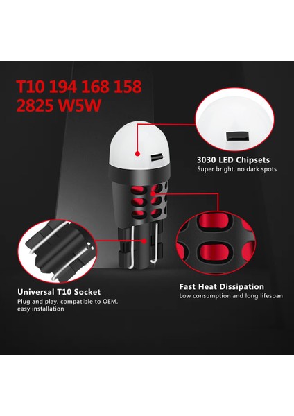 Adet T10 W5W 194 168 3030 1smd 6500K Kuyruk Ampul Araba LED Boşluk Lambası Kapı Işıkları Lisans Kubbe Işık 12V Beyaz (Yurt Dışından)