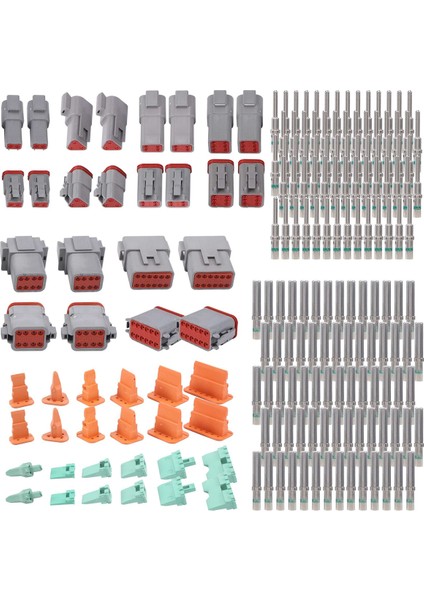 188PCS Deutsch Dt Gri Konnektör Kiti, 2,3,4,6,8 ve 12 Pinli Konfigürasyonlarda 16 Katı Kontak, Otomotiv Konnektörleri (Yurt Dışından)