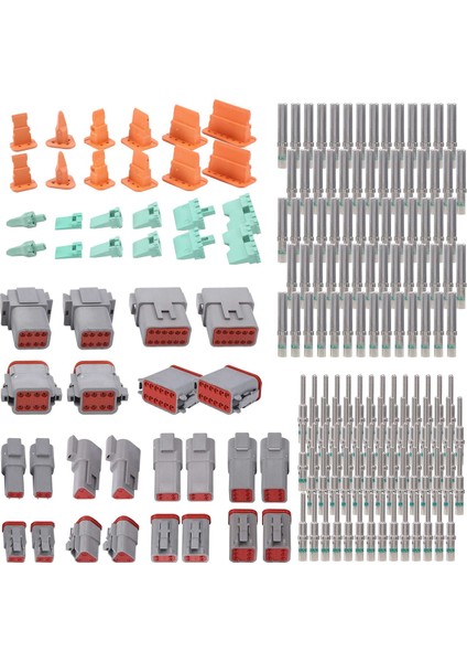 188PCS Deutsch Dt Gri Konnektör Kiti, 2,3,4,6,8 ve 12 Pinli Konfigürasyonlarda 16 Katı Kontak, Otomotiv Konnektörleri (Yurt Dışından) fiyatları