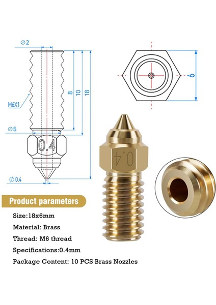 Elegoo Neptune 4 Serisi Için 10 Adet Nozullar Kiti, 3D Yazıcı Parçaları Pirinç Elegoo Neptune 4, 4 Pro Için 0.4mm Nozullar Kiti (Yurt Dışından) fırsatları