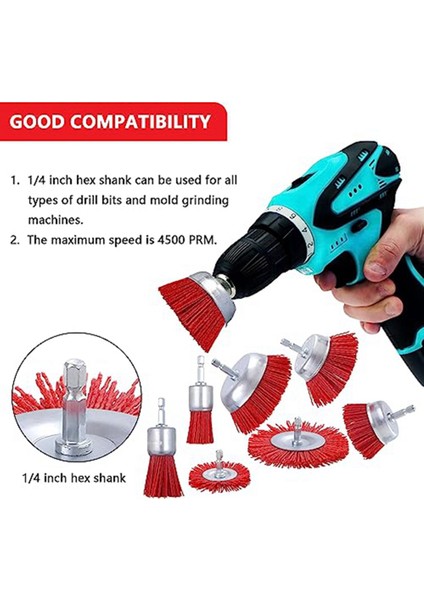 7 Paket Naylon Filament Aşındırıcı Tel Fırça Tekerleği ve Fincan Fırça Seti, 1/4 Inç Altıgen Saplı, Naylon Matkap Fırça Seti (Yurt Dışından) modelleri