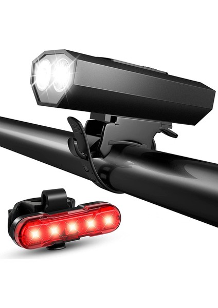 Bisiklet Işıkları Ön ve Arka, Güçlü USB Şarj Edilebilir Bisiklet Işığı. 6 LED Işık Modlu Bisiklet Far Arka Lambası (Yurt Dışından)
