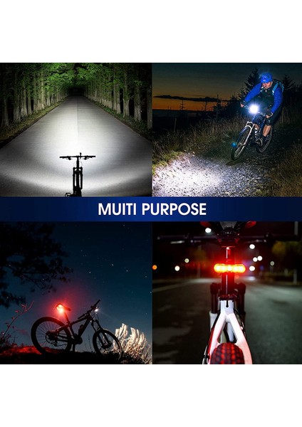 Bisiklet Işıkları Ön ve Arka, Güçlü USB Şarj Edilebilir Bisiklet Işığı. 6 LED Işık Modlu Bisiklet Far Arka Lambası (Yurt Dışından)