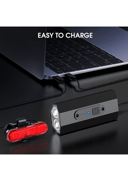 Bisiklet Işıkları Ön ve Arka, Güçlü USB Şarj Edilebilir Bisiklet Işığı. 6 LED Işık Modlu Bisiklet Far Arka Lambası (Yurt Dışından)