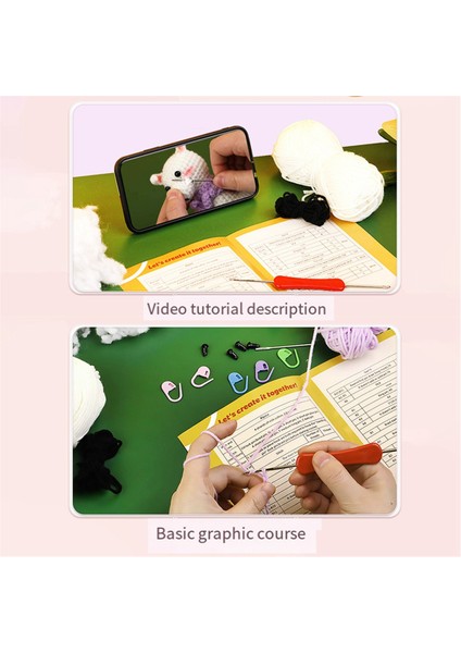 Yeni Başlayanlar Için Tığ Seti, Komple Tığ Seti, Örgü Işaretleyicileri Iplik Topu ile Dıy Hayvan Alpaka Tığ Seti, Talimat (Yurt Dışından) modelleri