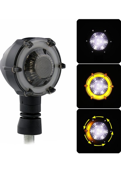 4 Adet Motosiklet Dönüş Sinyali Modifiye LED Iki Renkli Dairesel Çıta Gündüz Farları ile Dönüş Sinyali Göstergesi (Yurt Dışından) modelleri