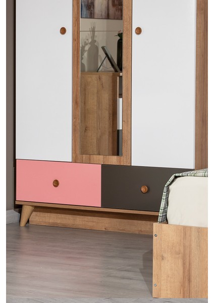 Hera Genç Odası Gardırop 3 Kapaklı Gardırop -Pembe indirimleri