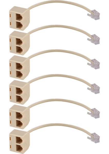 6x RJ11 6P4C 2 Yollu Çıkışlı Telefon Jakı Hattı Ayırıcı Adaptör Bej (Yurt Dışından)