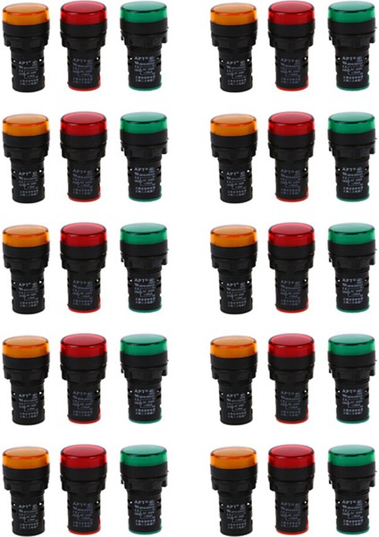 Kırmızı, Sarı-Yeşil Işıklı Lamba 22 mm LED Pilot Gösterge Paneli Ac 220 V 30 Adet (Yurt Dışından)
