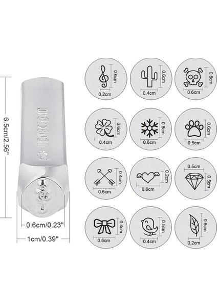 6mm Metal Damga Yumruk Aracı Alüminyum Deri Sembol Delme Pullar Araçları Zanaat Damgalama Için 12 Desen Seti B (Yurt Dışından)