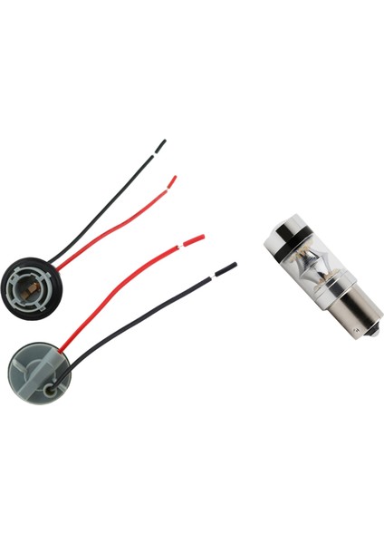 1x Süper Parlak 100W 2000LM 1156 LED Ters Araç Far Sürüş Işığı Ma & 2 Adet 1156 BAY15D Lamba Tutucu Ampuller P21/5W Adaptör Tabanı Soket Konnektör Plastik (Yurt Dışından)