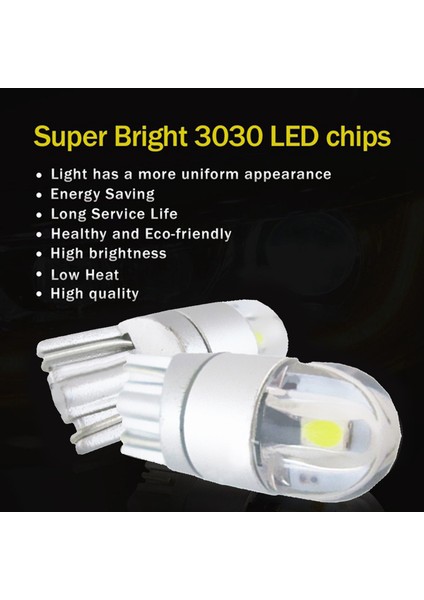 Adet W5W T10 2 Smd 3030 LED Ampuller Süper Parlak Beyaz Araba Dış Gündüz Farları Ampul 12 V Plaka Işığı Dönüş Işığı Sinyal Işığı Gövde Lambası (Yurt Dışından)