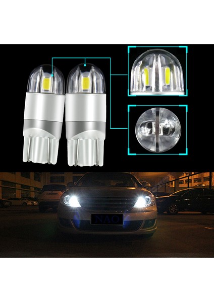 Adet W5W T10 2 Smd 3030 LED Ampuller Süper Parlak Beyaz Araba Dış Gündüz Farları Ampul 12 V Plaka Işığı Dönüş Işığı Sinyal Işığı Gövde Lambası (Yurt Dışından)