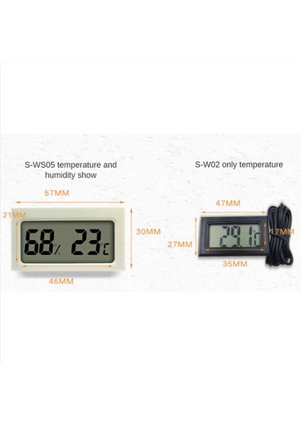 4pcs Araç Sürüngen Termometre S-WS05 Mini Elektronik Termo-Higrometre Balık Tankı Için °c/℉ Siyah (Yurt Dışından)