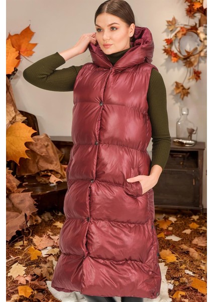 Z6734 Dewberry Xexese Bayan Yelek-Düz Bordo