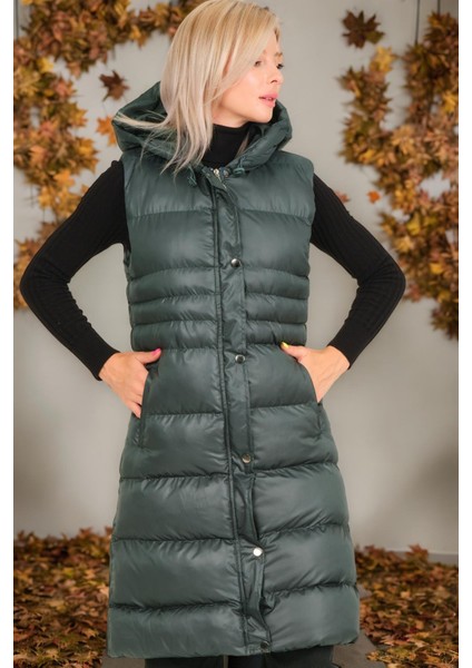 Z6757 Dewberry Bayan Yelek-Düz Yeşil