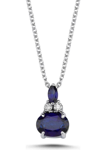 1,88 Karat Pırlantalı Safir Kolye