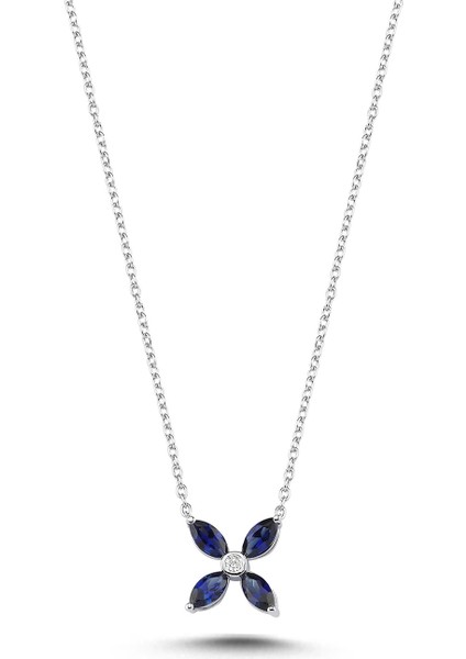 0,71 Karat Pırlantalı Safir Kolye
