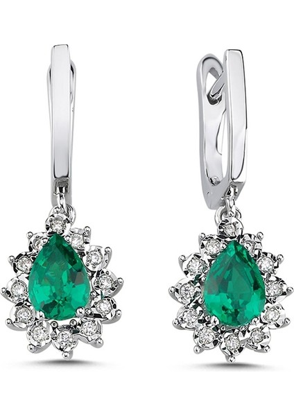 1,62 Karat Pırlantalı Zümrüt Küpe