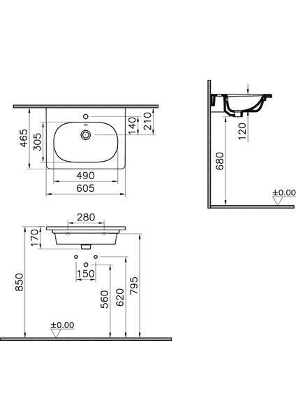 Zentrum Etajerli Lavabo 60X46 cm 7791B003-0001