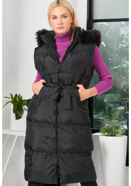 Z6744 Dewberry Bayan Yelek-Açık Siyah