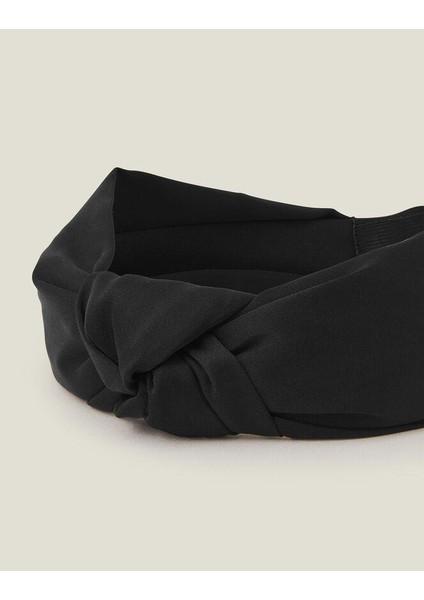 Düğümlü Siyah Renk Kumaş Saç Bandı
