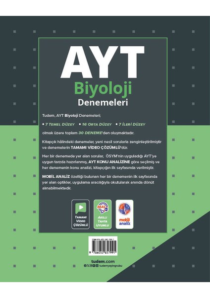 Tudem Yayınları AYT Biyoloji Denemeleri 30’lu