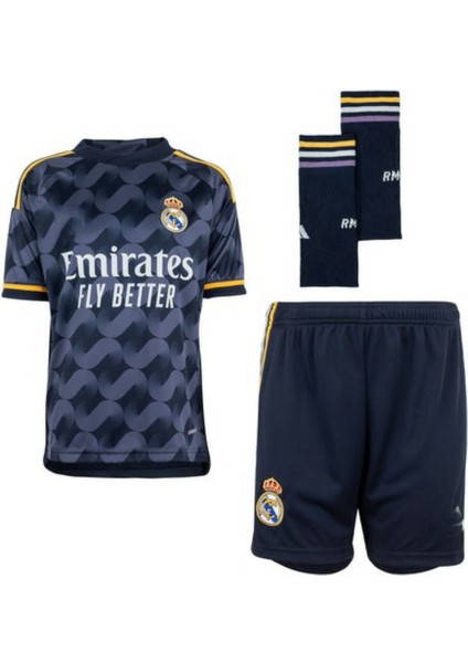Real Madrid 2023/24 Yeni Sezon Vini Jr Deplasman Çocuk Forması Şort Çorap 3'lü Set