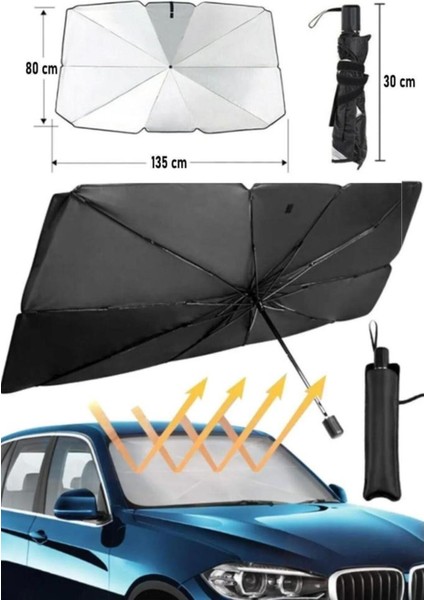 Araba Ön Cam Güneşlik Katlanabilir Güneşlik Şemsiye Ön Cam Gölgelik Büyük Boy 80 cm x 135 cm modelleri