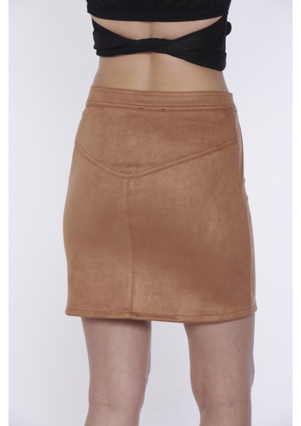 Fermuar Detaylı Süet Etek modelleri