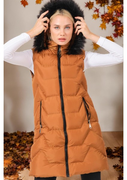 Z6761 Dewberry Bayan Yelek-Düz Taba