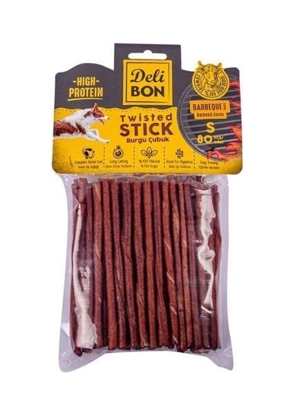Deri Burgu Çubuk Barbekü Aromalı Kemik Köpek Ödülü Ince 80 Adet