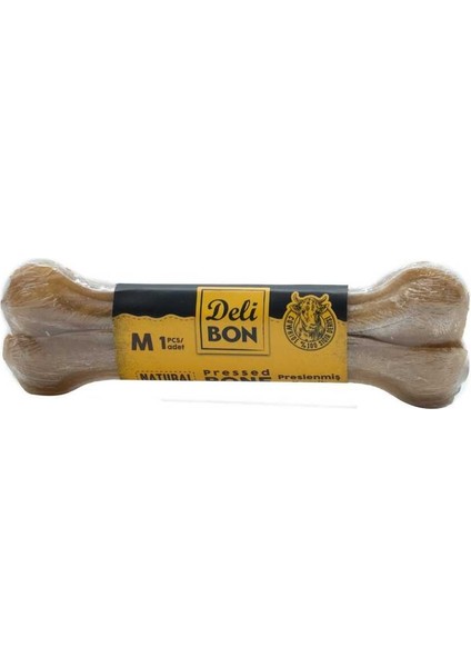 Deri Pres Vakumlu Kemik Köpek Ödülü Naturel 15 cm 1 Adet