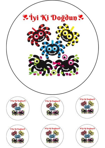 Yenilebilir Pasta Resmi Örümcek Modeli 6-8-10 Kişilik Pastaya Uygun