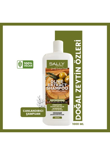Şampuan Zeytin Özü Hacimsiz Yağlı Saçlar Olive - 1 LT