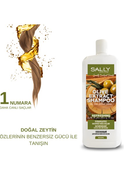 Şampuan Zeytin Özü Hacimsiz Yağlı Saçlar Olive - 1 LT
