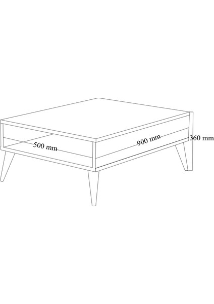 Orta Sehpa Masa Salon Sehpası Lüx Model 90X50X33 Siyah