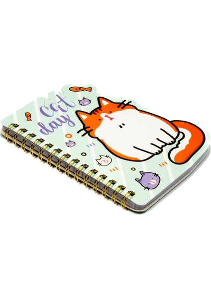 Sevimli Kedi A6 Çizgili Defter Sarı