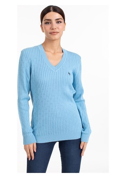 Vs Bayan V Yaka Saç Örgü U.kol Bluz 21 110 A.mavi modelleri