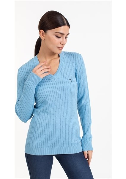Vs Bayan V Yaka Saç Örgü U.kol Bluz 21 110 A.mavi fırsatları