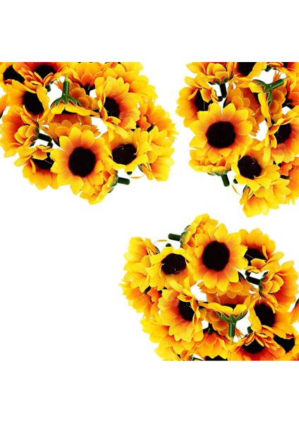 300 Adet Yapay Ayçiçeği Küçük Papatya Gerbera Çiçek Düğün Parti Dekoru Için Başları (Sarı ve Kahve) (Yurt Dışından)