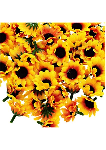 300 Adet Yapay Ayçiçeği Küçük Papatya Gerbera Çiçek Düğün Parti Dekoru Için Başları (Sarı ve Kahve) (Yurt Dışından)