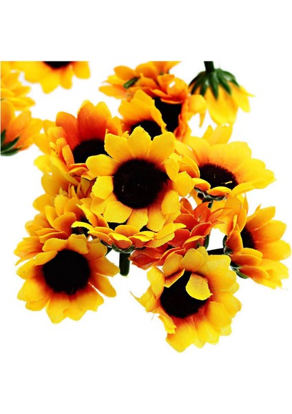 300 Adet Yapay Ayçiçeği Küçük Papatya Gerbera Çiçek Düğün Parti Dekoru Için Başları (Sarı ve Kahve) (Yurt Dışından)