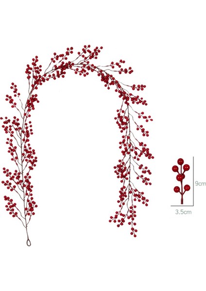 3 Adet 6.39FT Kırmızı Berry Noel Çelenk, Şömine Dekorasyonu Için Esnek Yapay Berry Çelenk (Yurt Dışından)